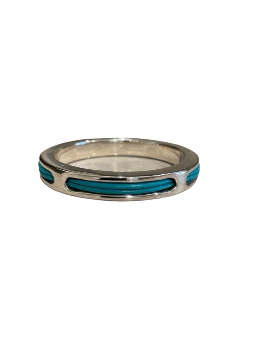 Simon Sebbag Silver Bracelet w/Turquoise Leather Cords